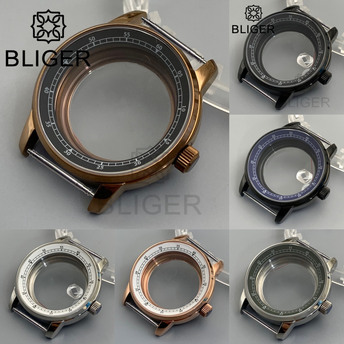 Exhibition Caseback - BLIGER 38mm Bronz Pirinç Dalış Safir