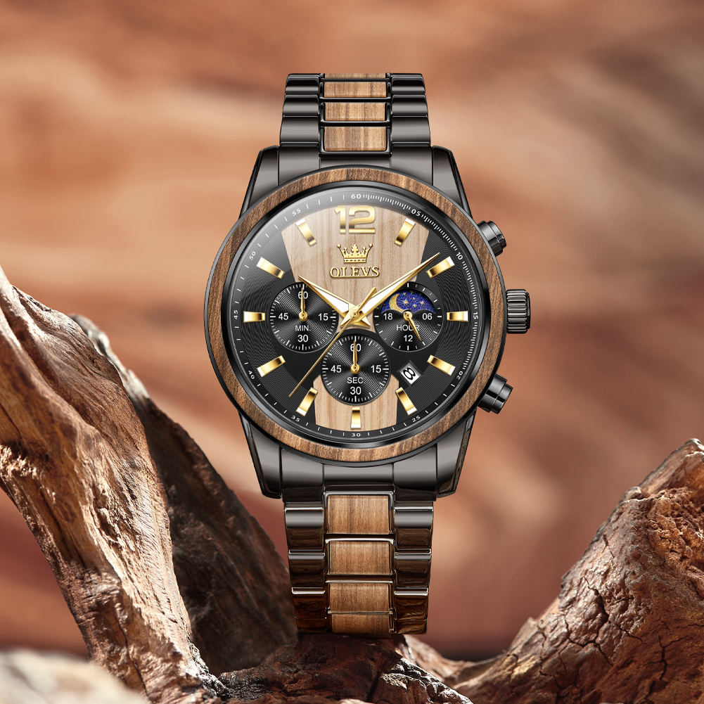 Best Luxury Quartz Watch - OLEVS erkek saatler lüks orijinal ahşap