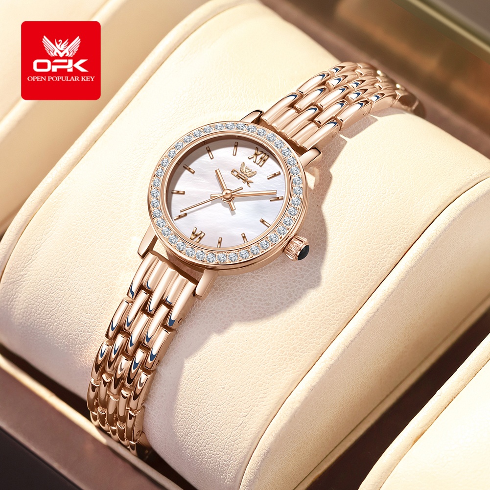 Luxury Watch With Leather Strap - OPK 6063 Işık Lüks İzle Kadınlar