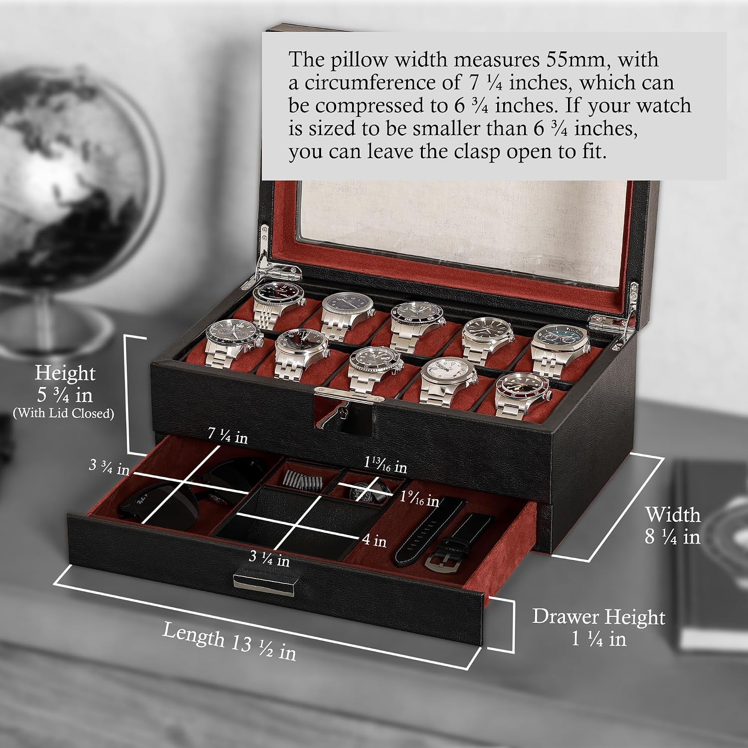 10 Bölmeli Deri Saat Kutusu, V - Luxury Watch Organizer incelemesi ve fiyatı