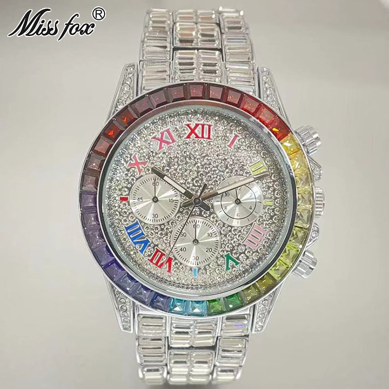 MISSFOX lüks buzlu erkekler iç - Luxury Watch Affordable incelemesi ve fiyatı