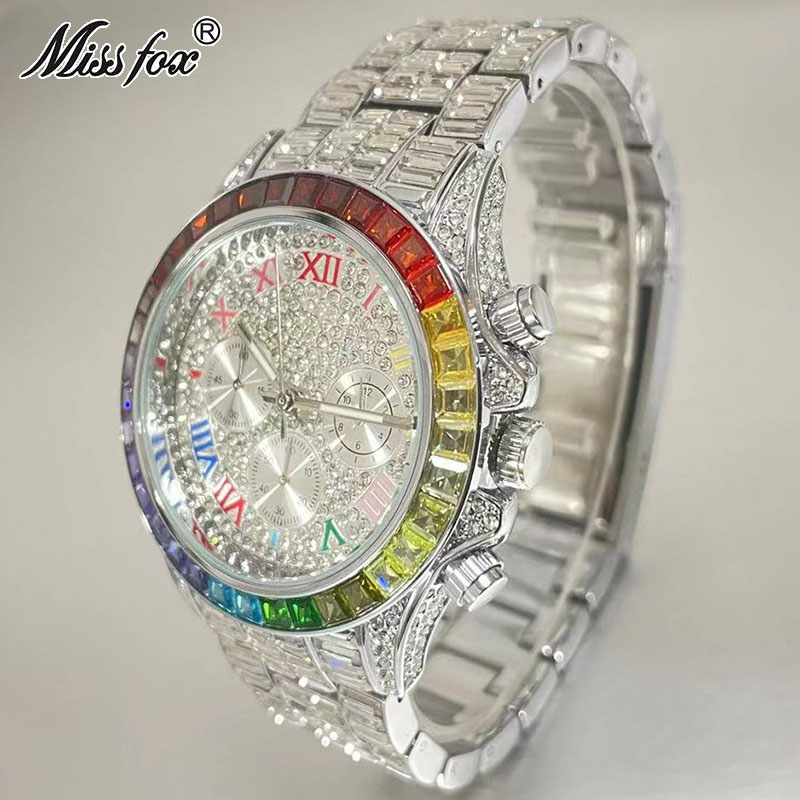 MISSFOX lüks buzlu erkekler iç - Luxury Watch Affordable incelemesi ve fiyatı