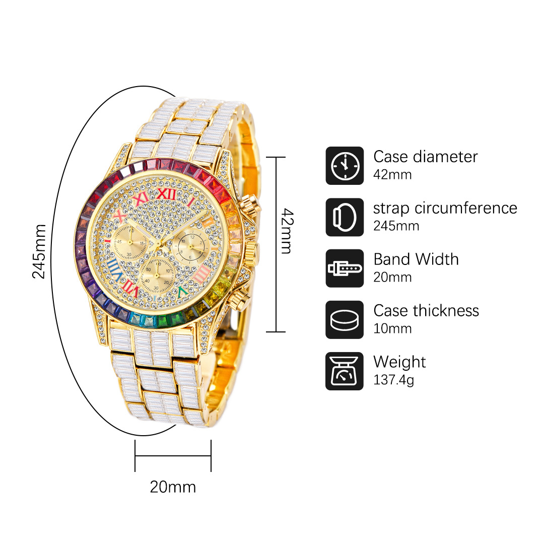 MISSFOX lüks buzlu erkekler iç - Luxury Watch Affordable incelemesi ve fiyatı