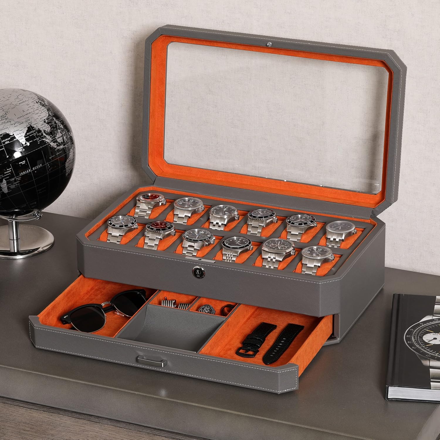 12 Bölmeli Deri Saat Kutusu, V - Luxury Watch Organizer incelemesi ve fiyatı